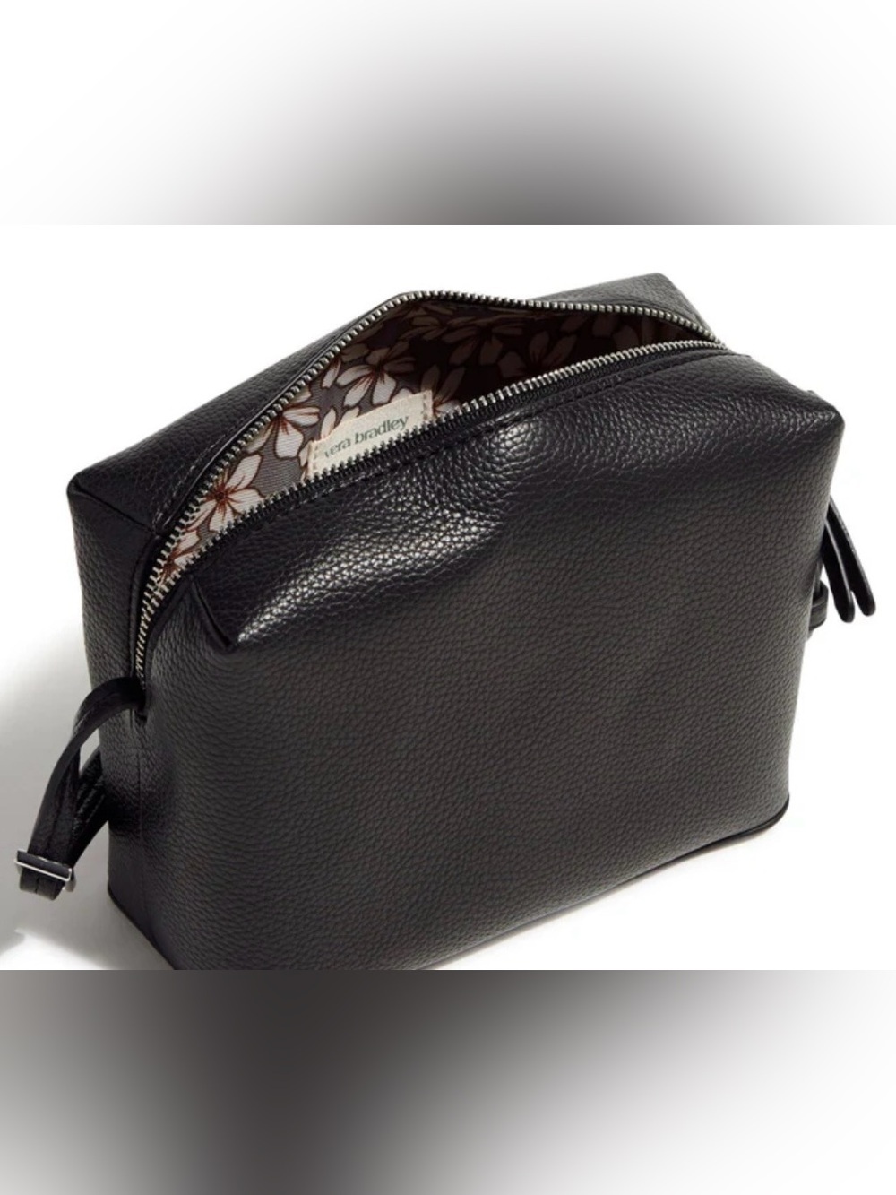 Vera Bradley Tan Pebbled Vegan Leather Pouch with Floral Lining NWT